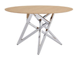 37Inch Round Dining Table, Small Round Kitchen Table With Silver Metal Legs, Suitable For 2 To 4 W3357P395501
