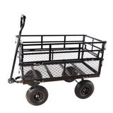 ZNTS (Black double fence utility cart) Wagon Cart Garden cart trucks make it easier to transport firewood W22784159