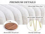 Faux Fur Storage Ottoman Vanity Stool with Metal Legs & Anti-Slip Feet Footstool for Bedroom 50028847