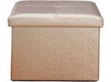 Faux Leather Folding Storage Ottoman Cube, Classic Decor, Metallic Bronze 67377705