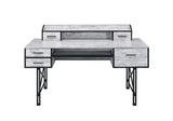Antique White and Black 5-Drawer Computer Desk B062P209211