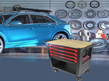 4 DRAWERS MULTIFUNCTIONAL TOOL CART WITH WHEELS AND WOODEN TOP 48936542