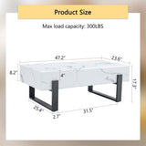 47.2"x23.6" Black and White Minimalist MDF Marble-Patterned Coffee Table.White marble pattern W1151P205767