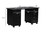 Double Edged Manicure Nail Table with Drawer Black 54431300