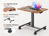 Small Mobile Desk Adjustable Height Laptop Desk with Lockable Wheels, Rustic Brown 88936399