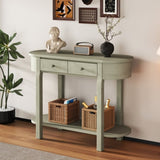 TREXM Elegant Retro Console Table with Curved Design Smooth Glaze for Entryways, Living Rooms N715P230796E