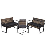 4 Piece Outdoor PE Wicker Furniture Set, Patio yellow Rattan Sectional Sofa Couch with Washable T2712P343645