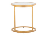 Round Zenn End Table in Gold Metal with Clear Glass Table Top B202P223394
