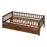 ZNTS Twin Size Daybed Wood Bed with Two Drawers, Walnut WF301864AAL