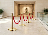 8Pcs Gold Stanchions & Red Velvet Ropes Set, Stainless Steel Posts with Hollow Base, Crowd Control 86314001