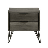 Contemporary Three-Tone Gray Finish Nightstand Perched atop Metal Legs Acacia Veneer Modern Bedroom B01151969