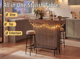U_Style 3-in-1 Sideboard Table, Counter Height Table & Bar Table with Wine Storage,Modern Top Wine N711P427063R