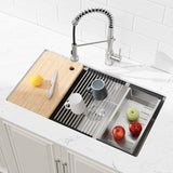 Stainless Steel Kitchen Sink, 33x19 Single Bowl, Undermount Handmade Sink in Black, with Cutting T3177P296192