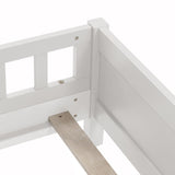 Full Pine Wood Bed with Bookcase Headboard ,LED Motion Sensor Light, Bed Guardrails,White W504P277600