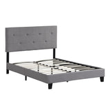 Full Size Upholstered Platform Bed Frame with Modern Button Tufted Linen Fabric Headboard, No Box W31136121