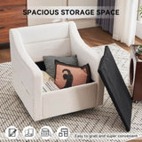 011-Teddy Fabric 360&deg Swivel Accent Chair with Upholstered,One Back Pillow,Armrest with Rivets W527P190834