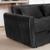 64.9 "3-in-1 foldable large size sofa bed, modern velvet double sofa, sofa bed with adjustable back, W2564P228262