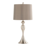 Ashland 27" Contemporary Metal Table Lamp in Brushed Nickel with Taupe Satin Shade from Grandview B202P224089