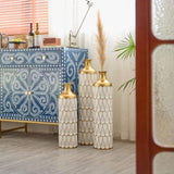Floor metal vase modern style decoration droplet shaped white metal vase 3-piece set gorgeous W2796P255601