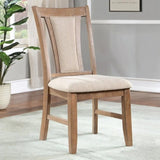 ZNTS Transitional Set of 2 Side Chairs Natural Tone And Beige Solid wood Chair Padded Leatherette B011104626