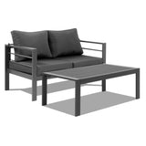 Aluminum Patio Furniture Set, 4 Pieces Modern Outdoor Conversation Set Sectional Sofa with Cushion 75618099