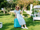 28 Inch Luggage with Spinner Wheels, PU Leather Suitcases for Women with TSA Lock, ice blue T5391P495964