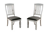 ZNTS Transitional 2pcs Side Chairs Antique White Solid wood Gray Fabric Dining Room Furniture Chair Bold B011P203543