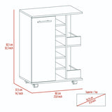 Bar Cart, Two External Shelves, Four Casters, Six Built-in Wine Rack, Single Door Cabinet -Light B07091826
