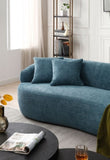 Blue Mid Century Modern Curved Sofa, 3 Seat Cloud couch Boucle sofa Fabric Couch for Living Room, W87679951