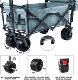 Collapsible Wagon Heavy Duty Folding Wagon Cart with Removable Canopy, 4" Wide Large All Terrain 37139620