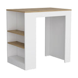 Kitchen Island Doyle, Three Side Shelves, White and Light Oak Finish B092123132