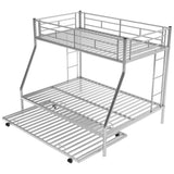 ZNTS Twin over Full Bed with Sturdy Steel Frame, Bunk Bed with Twin Size Trundle, Two-Side Ladders, 22027007