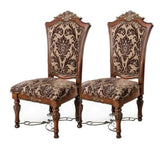 Traditional Fancy Set of 2pcs Side Chairs Brown Cherry Solid wood Intricate Carved Details Floral B011113348