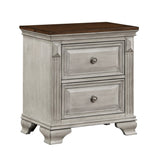 Traditional Two-Tone Bedroom Furniture 1pc Nightstand of 2x Drawers Gray and Brown Top Elegant Look B011118993