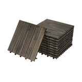 30 PCS Interlocking Deck Tiles Striped Pattern, 12" x 12" Dark Brown Square Acacia Hardwood Outdoor 53194396
