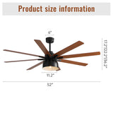 52 Inch Ceiling Fan With 6 Speed Wind 8 Dual Colors Blades Remote Control Reversible DC Motor With W934P208510