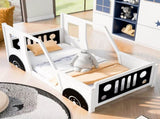 Twin Size Classic Car-Shaped Platform Bed with Wheels,White WF296353AAK