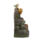 ZNTS 18.5x11.8x22.6" Decorative Two-Tiered Water Fountain Woodland Animal Design, Outdoor Fountain W2078P178886