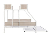 Twin Over FULL Metal Bunk Bed with Trundle 2 - Side Ladder and Full-Length Guardrail, No Box Spring W311133416