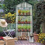 4 Tier Mini Greenhouse with PVC Cover & Roll-Up Zipper Door, Portable Waterproof Greenhouse for 31843627