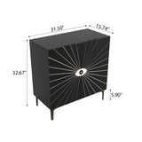 Modern Eye Pattern Accent Cabinet - 2-Door Wooden Storage Cabinet with Adjustable Shelves & T3833P366564