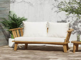 Outdoor Wooden Loveseat with Cushions - White/Teak - 55.50" W x 27.00" D x 25.50" H 70334.00WHI