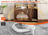 Wooden Hidden Cat Litter Box Enclosure with Storage Shelves Anti-Toppling Design Industrial Style 26529846