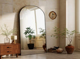 71"x 30" Arch-Top Oversized Full Length Mirror Metal Frame Freestading Floor Mirror, Black 69734606