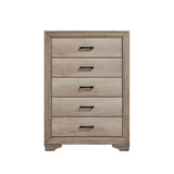 1pc Natural Finish Bedroom Chest of 5 Drawers w Black Hardware Bedroom Furniture Contemporary Design B011P146006