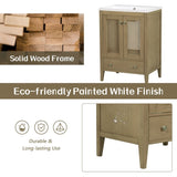 24" Bathroom Vanity without Sink, Base Only, Rattan Cabinet with Doors and Drawer, Solid Frame and WF297609AAD