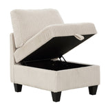 Modern Living Room Furniture Beige Chair with Storage Corduroy Fabric Upholstery 1pc Modular B011P206259