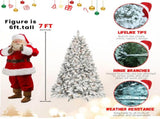 Artificial 6ft Flocked Christmas Tree with 888 PVC Branch Tips, Pine cone*35pcs, 350L warm white 73361399