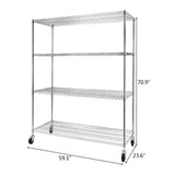 ZNTS 4-Tier NSF Heavy Duty Adjustable Storage Metal Rack with Wheels & Shelf Liners Ideal for Garage, 20930977