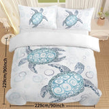 Sea Turtle Bedding Aqua Teal Blue Duvet Cover Sets Beach Turtle Bed Sets Ocean 3 Piece Turtle Themed 82360013